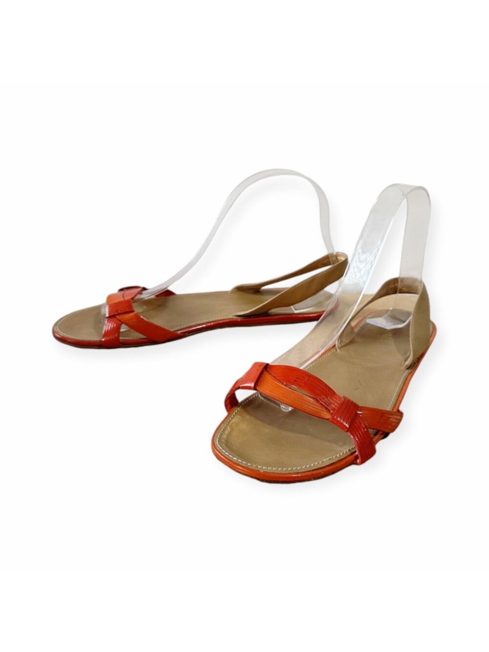 Prada Flat‎ Sling Back Sandal, Orange Patent,  Size 38.5 EU